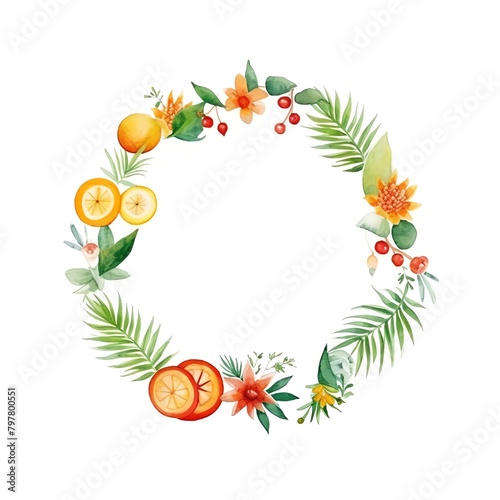 A tropical fruit wreath