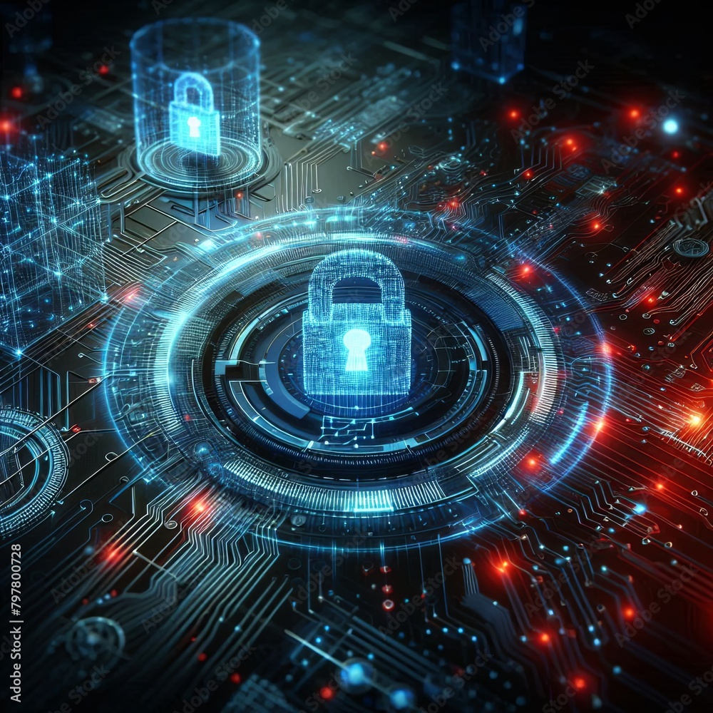 Cyber Security Matrix: Futuristic Hologram and Data Technology