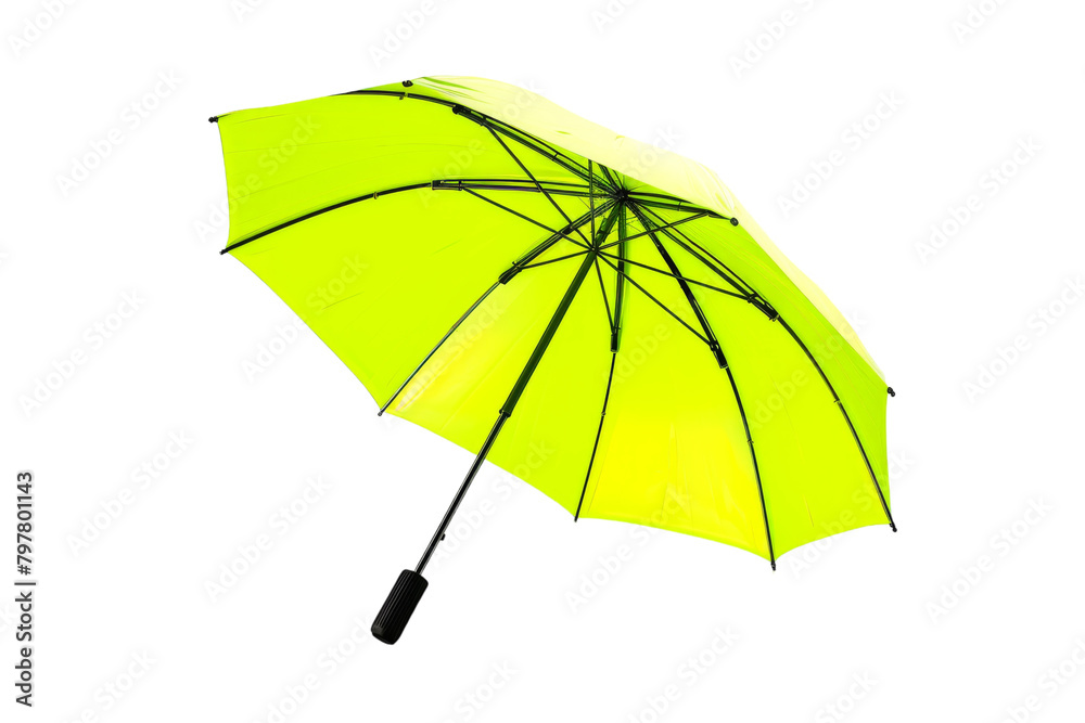 An open yellow umbrella against a white backdrop
