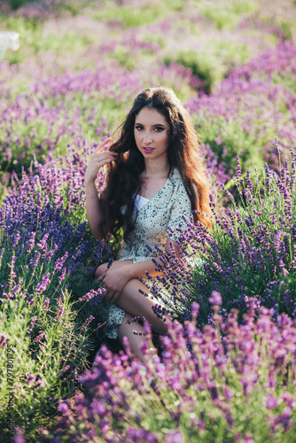 girl in a blooming lavender field