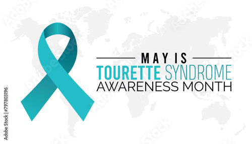 Tourettes Awareness Month observed every year in May. Template for background, banner, card, poster with text inscription.
