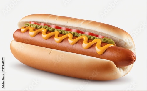 delicious hot dog on white background