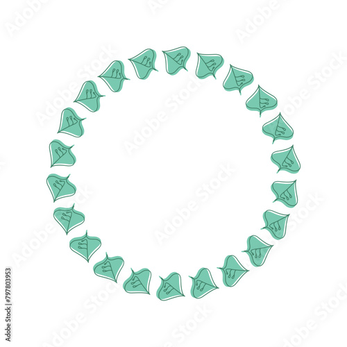 Decorative round frame with leaves. Botanical circle frames. Floral wreath collection. Design for creating invitations, posters, cards. Vector illustration.