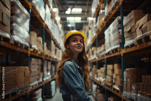 A woman worker in a warehouse.