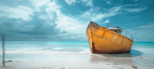 abandonee boat on the beach