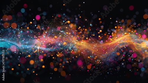 Cosmic dust and vibrant nebulas weaving through a star-studded interstellar space. Abstract Technology Background
