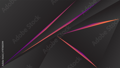 ABSTRACT DARK BACKGROUND WITH GEOMETRIC SHAPES PINK ORANGE GRADIENT COLOR DESIGN VECTOR TEMPLATE GOOD FOR MODERN WEBSITE, WALLPAPER, COVER DESIGN, LANDING PAGE photo