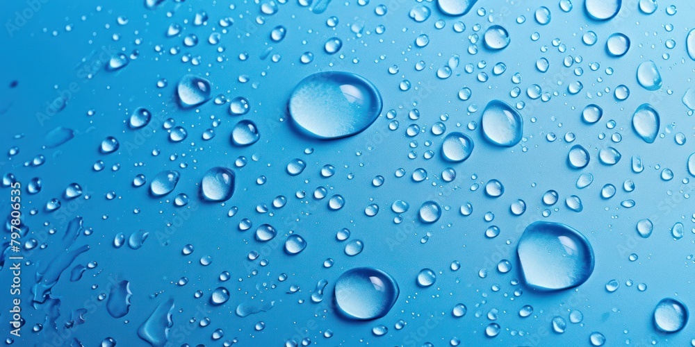 abstract water drops on blue background