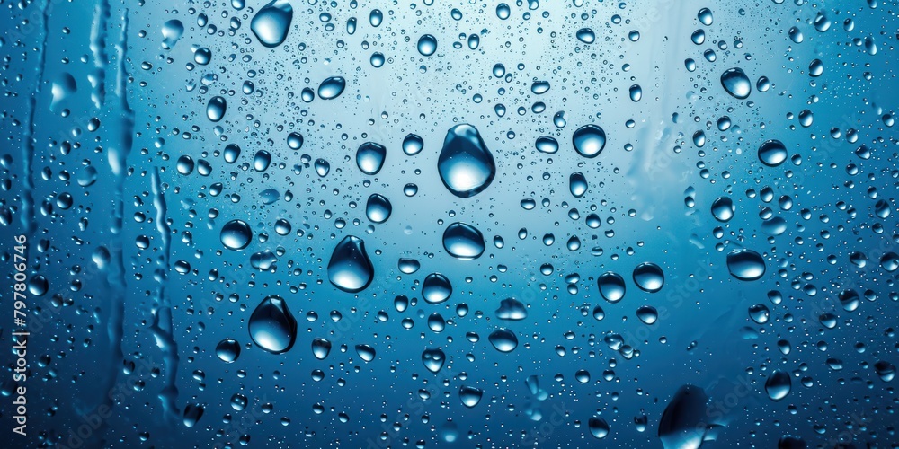 abstract water drops on blue background