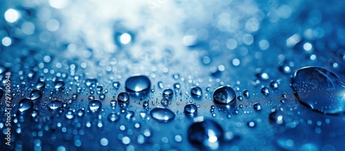 abstract water drops on blue background
