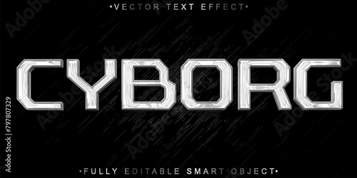 Robotic Silver Cybrog Vector Fully Editable Smart Object Text Effect