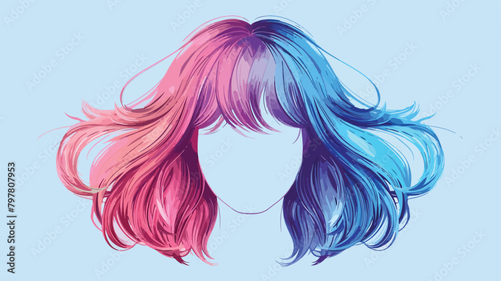 Female wig on color background Vector illustration. vector