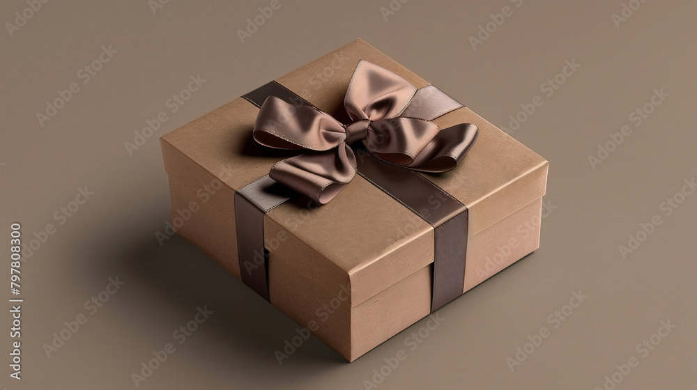 Gift Box Mockup with Bow Mockup. Creative realistic minimal banner Gift Box Mockup with Bow Mockup. Creative realistic minimal banner