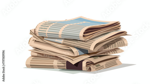 Folded newspapers on white background Vector illustration