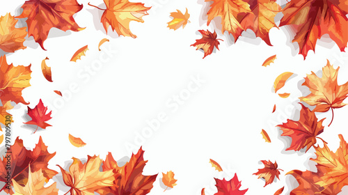 Frame made of autumn leaves on white background vector