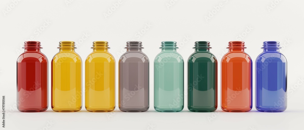 Colorful bottle mockup, 3d render