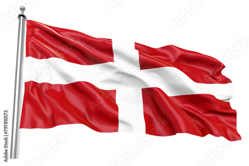The flag of Denmark flutters gracefully in the wind