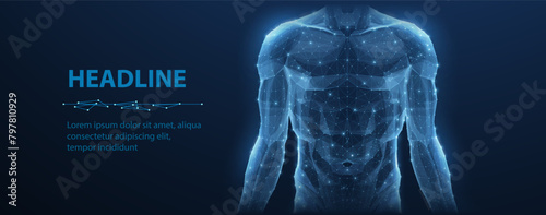 Human body. Abstract vector. Human anatomy, Digital technology, Medical science. photo