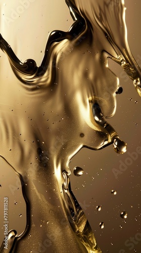 Golden Elegance: Close-Up of Liquid Flow and Body Art photo
