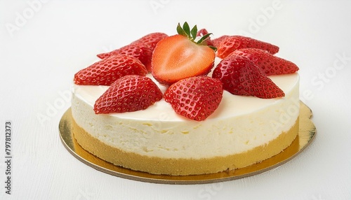 Delicious Vanilla Ice Cream Cake with a Fresh Strawberry Topping