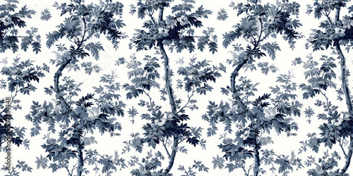 Vintage background, toile de jouy background,  Botanical Vintage Pattern background © peacefy