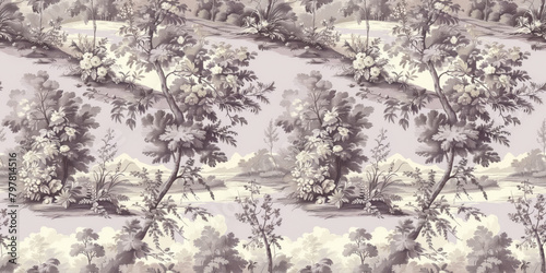 Vintage background, toile de jouy background, Botanical Vintage Pattern background