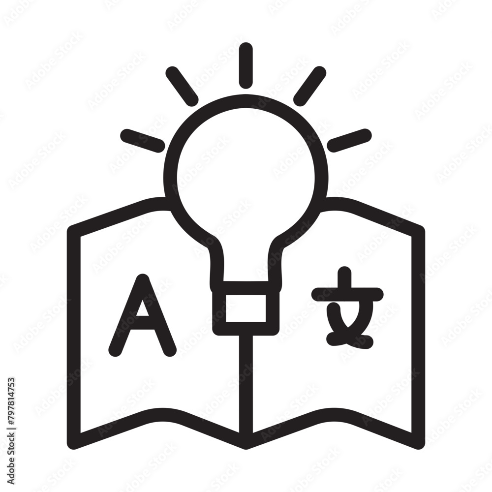 Language Learning while Traveling Vector Line Icon Design Language Learning while Traveling Vector Line Icon Design