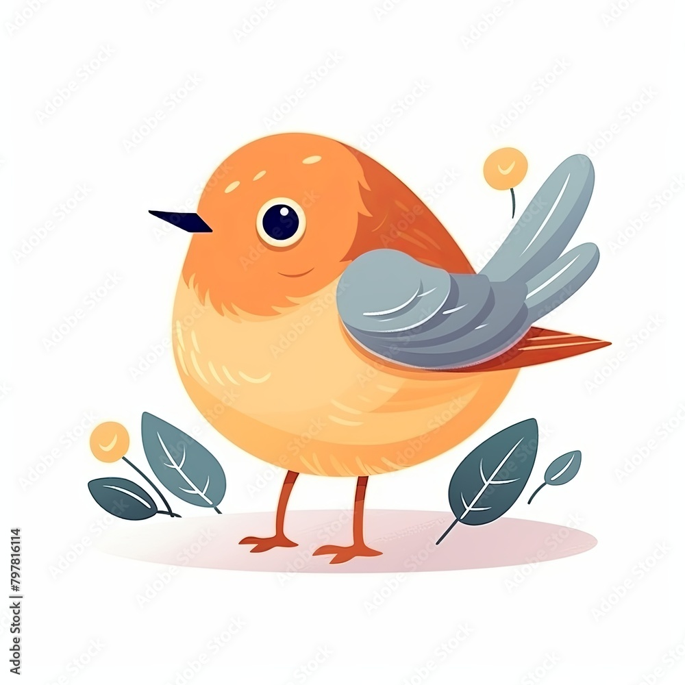 flat illustration of cute pleasant bird flat illustration of cute pleasant bird