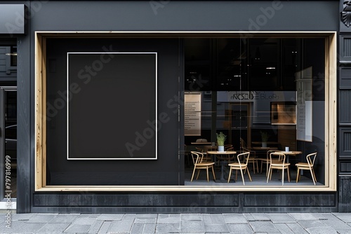 Window display mockup shop interior design restaurant. photo