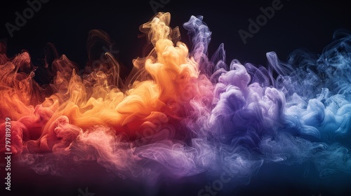 Colorful smoke on a black background photo