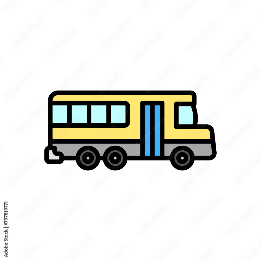 bus colored icon vector on isolated background