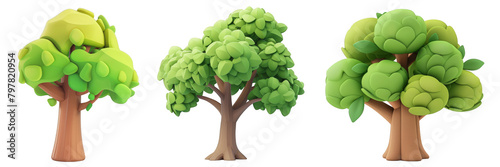 PNG ash tree 3d icons and objects collection, in cartoon style minimal on transparent, white background, isolate photo