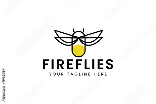 fireflies logo vector icon illustration