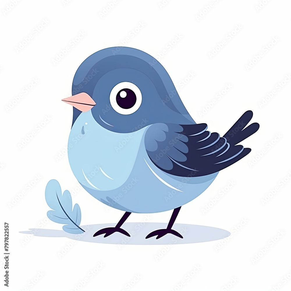 flat illustration of cute pleasant bird flat illustration of cute pleasant bird