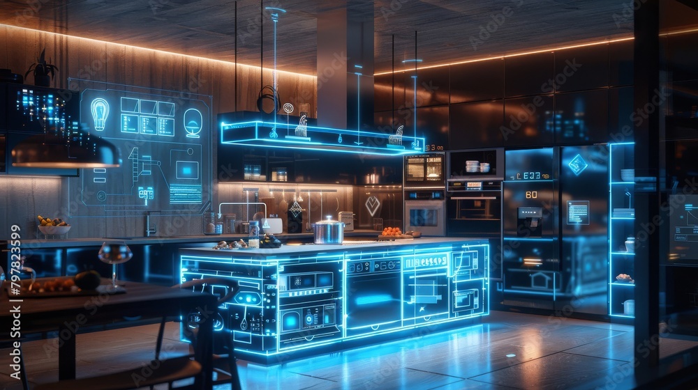 Fototapeta premium A connected home ecosystem controlling appliances and devices with 5G