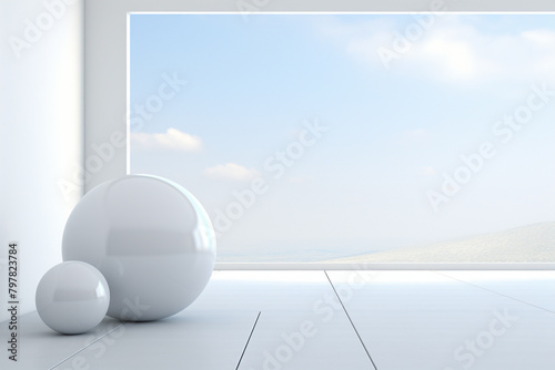 3d render of a white sphere isolated on a gray background