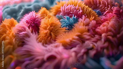 Furry background concept. Soft and realistic fur. colorful fluffy hair