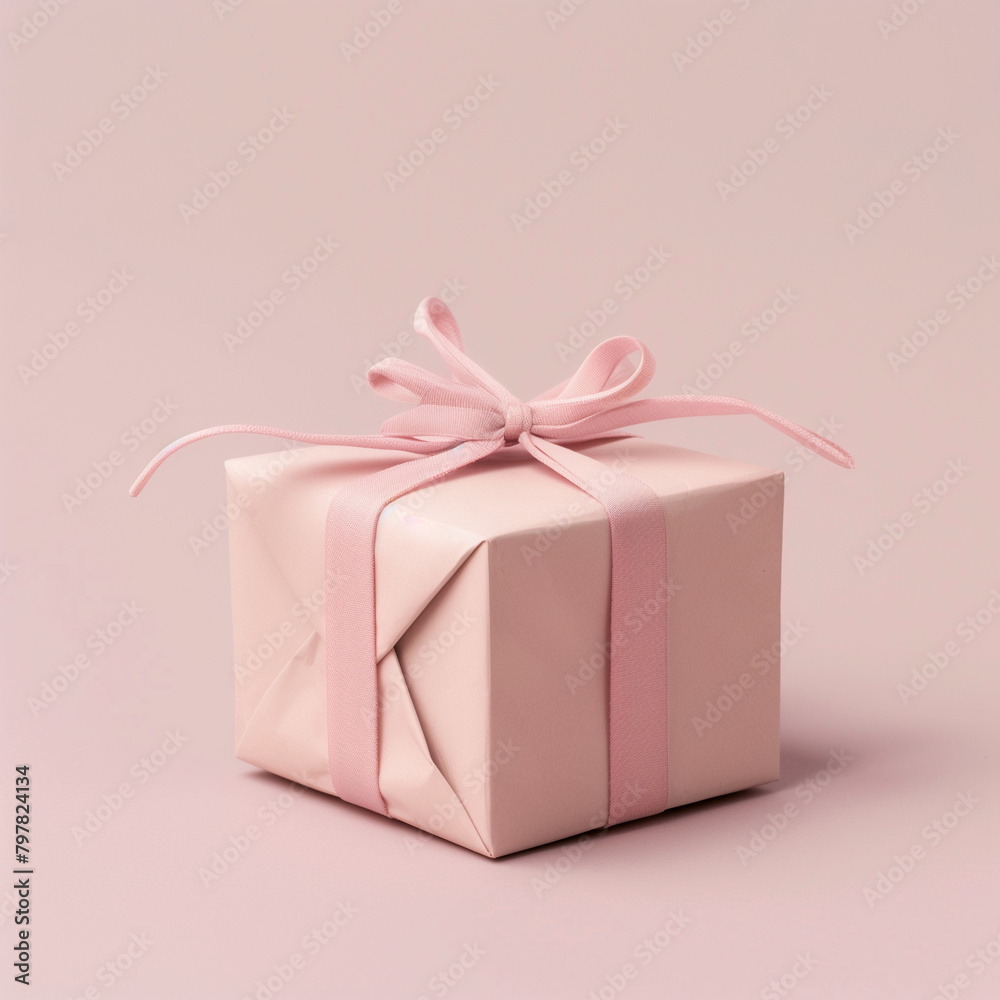 Obraz premium Pastel Perfection: Soft Pink Cardboard Package for Container Delivery