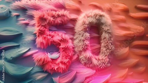 Furry number font. Easy editable digit. Soft and realistic fur. Number with blue fluffy hair