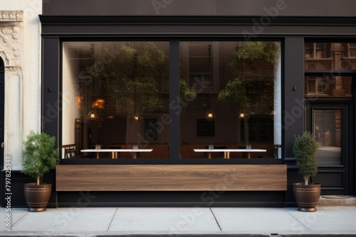 Restaurant window mockup door architecture furniture.