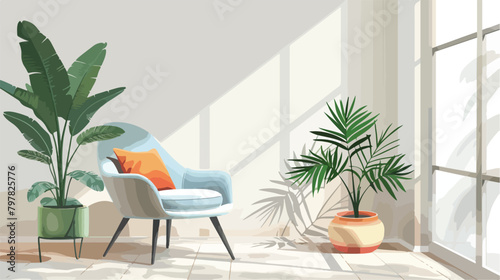 Interior of room with stylish armchair and houseplant © Rover