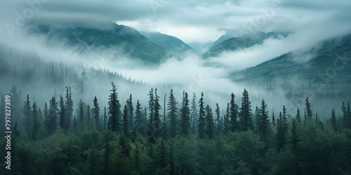 Breathtaking forest landscape in Alaska
