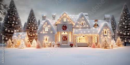  house home decor, country cottage style house decoration for christmas background photo