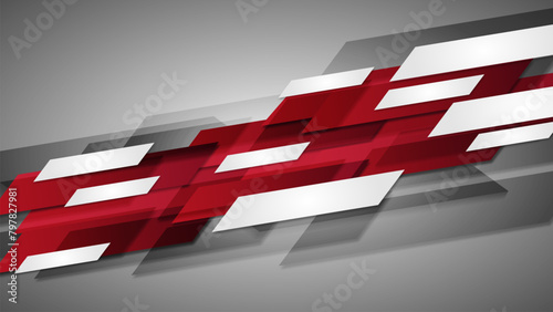 Automotive realistic geometric sticker stripes with duo colors red and white. Indonesian flag color.