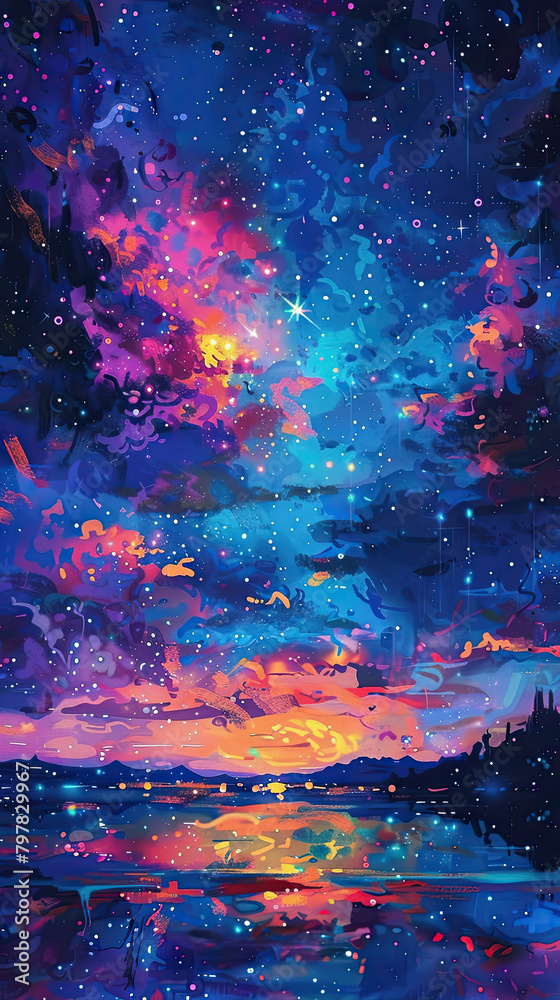 Fototapeta premium Starry Night Reverie A Celestial Painting