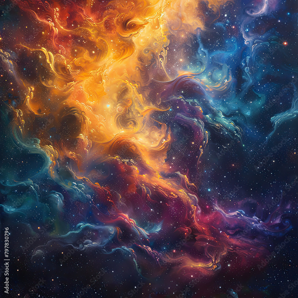 Stellar Kaleidoscope A Cosmic Symphony of Vivid Nebular Hues 