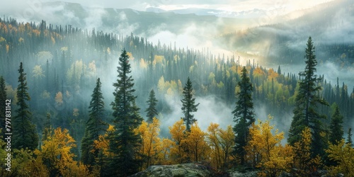 Breathtaking forest landscape in Alaska
