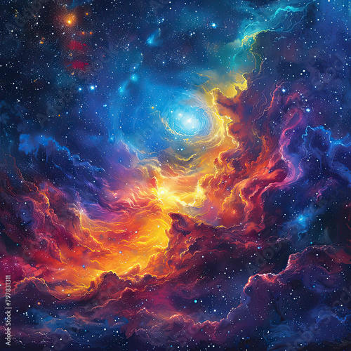 Stellar Kaleidoscope A Cosmic Symphony of Vivid Nebular Hues 