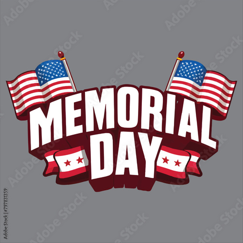 Memorial Day logo Remember and Honor Vector Design