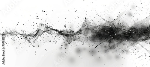 Abstract audio data virtual particles. Generative AI technology. 